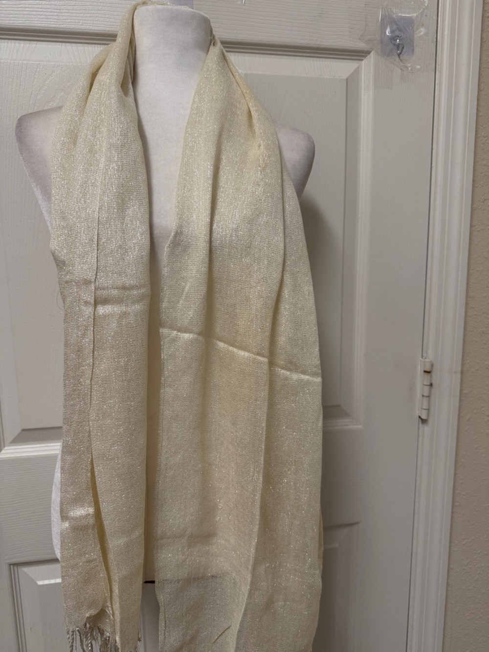 New women’s wedding party Shimmery Cream Metallic Wrap Scarf shawl